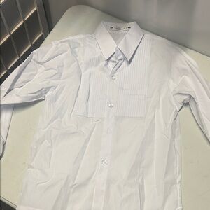 Classic White Button-Down Dress Shirt for Kids - Pleated Front